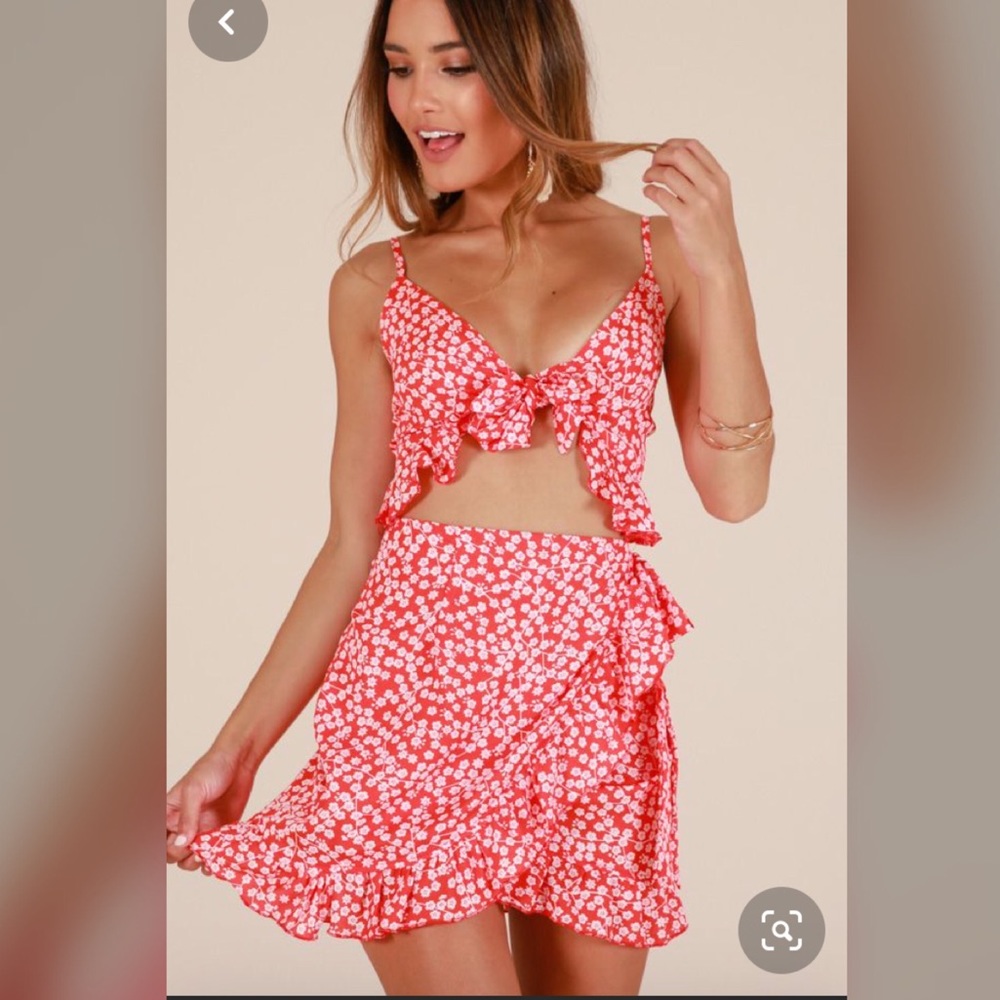 Guilty Pleasure Two Piece Set in Red Floral